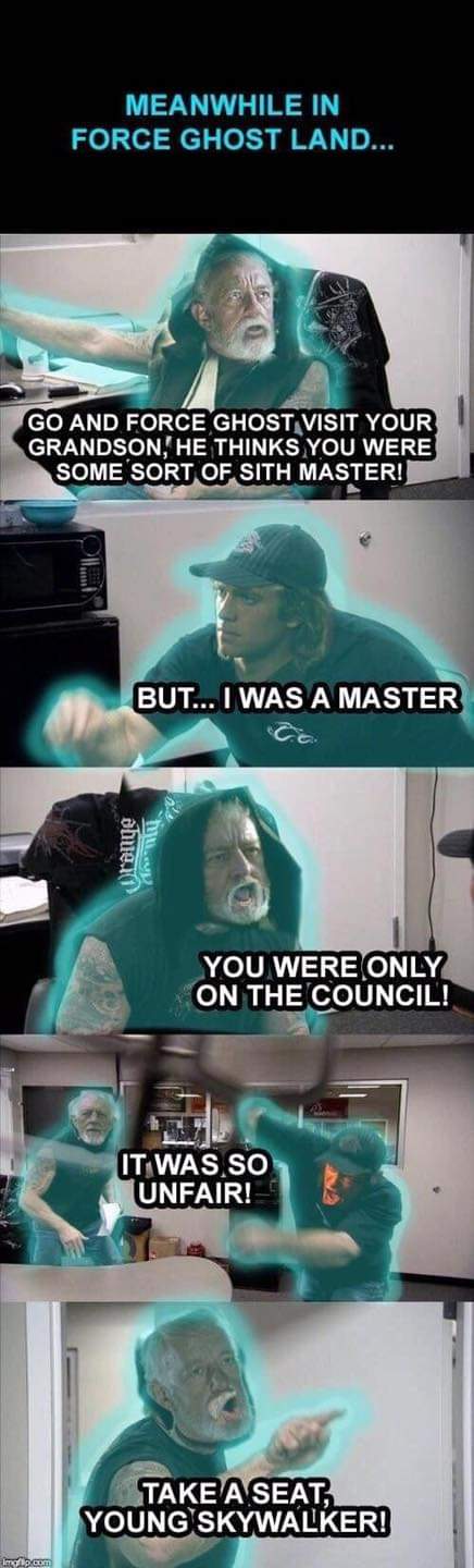 Meanwhile in Force Ghost Land Star Wars American Shopper meme
